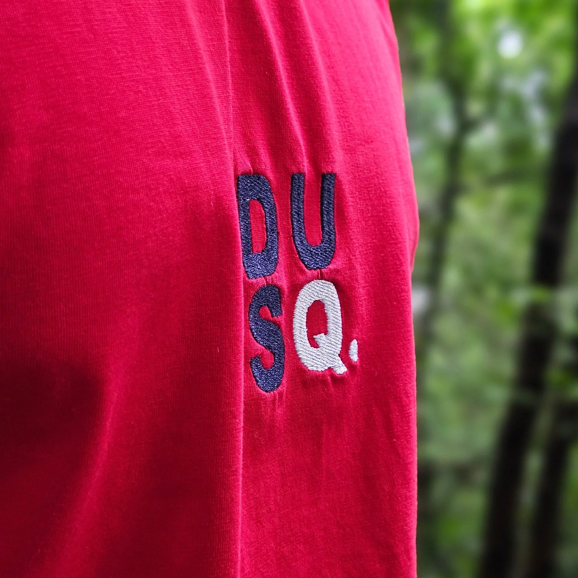 DUSQ Basic Red Oversized Cotton Embroider T-Shirts